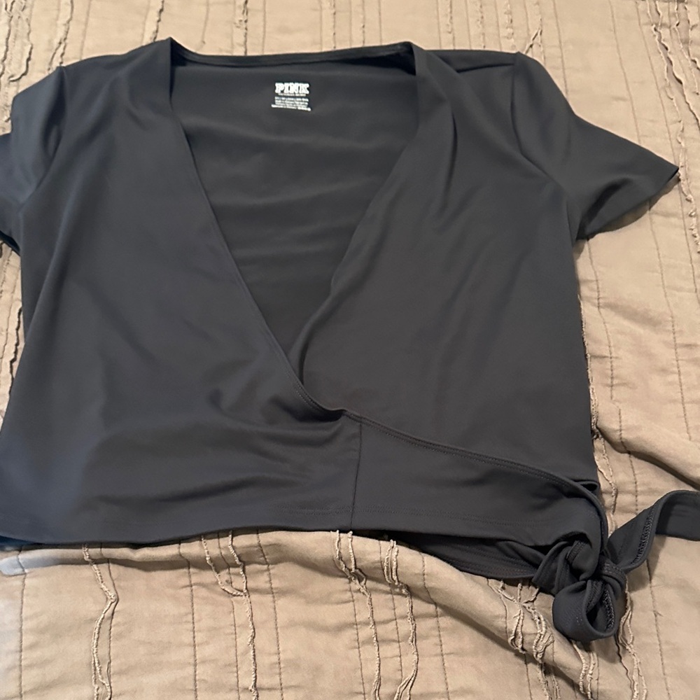 PINK Victoria's Secret Charcoal Wrap Blouse